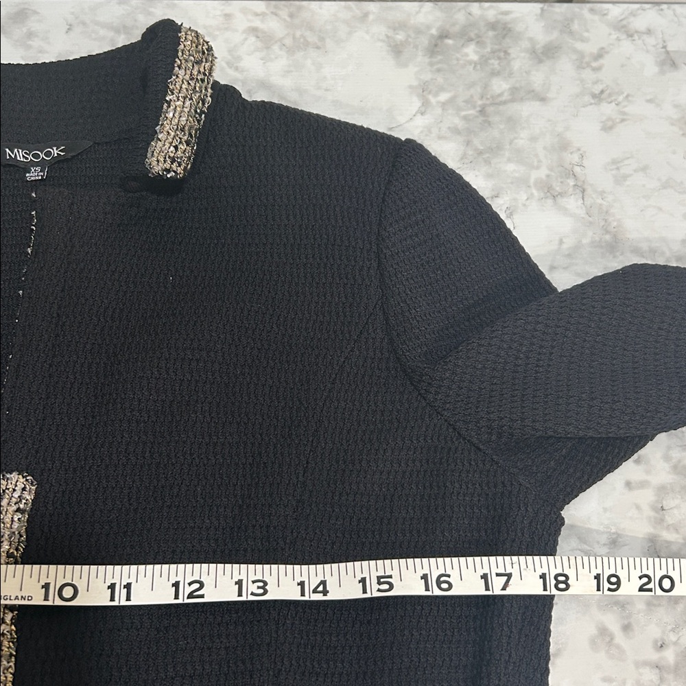 MISOOK WOMENS GOLD CHAIN TRIMMED BLACK BLAZER Sz XS - Picture 9 of 10